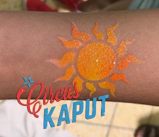 Circus Kaput sun airbrush tattoo